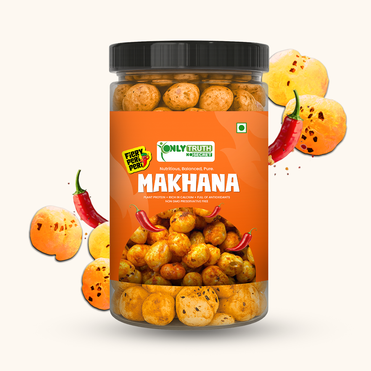 Fiery Peri Peri Roasted Makhana — 60g Jar